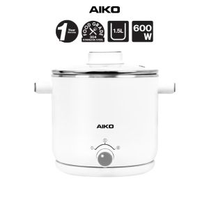 AIKO ไอโกะ หม้อต้มไฟฟ้าอเนกประสงค์ รุ่น AK-F15 สแตนเลส 304 ความจุ 1.5 ลิตร รับประกัน 1ปี มี 2 สี ขาว/ฟ้า