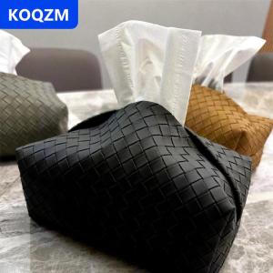 [COD] KOQZM 1 hộp khăn giấy bằng da dệt Hộp đựng giấy xe hơi di động sang trọng Hộp đựng khăn ăn khách sạn nhà hàng trang trí Ins