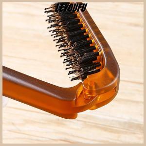 LEYOUFU Boar Bristle Hair Brush Amber Foldable Portable Comb Pocket Collapsible Travel Massager Styling Tool Salon Men Women Gift