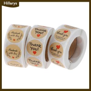 [Hillarys] สติกเกอร์ขอบคุณ500ชิ้นป้ายสติกเกอร์กระดาษทรงกลมสำหรับตกแต่ง