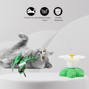 Mainan Kucing Kupu Kupu Terbang Elektrik Cat Automatic Rotating Flying Butterfly