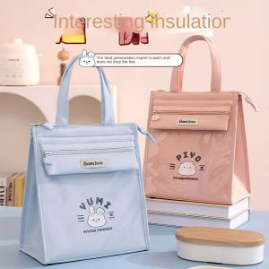 BLESSFUL Aluminium Foil Thermal Cute Lunch Bag Insulated Waterproof Thermal Insulation Bag Cartoon Handheld Picnic Handbag Camping Accessories