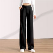 HUILISHI korean style womens straight wide leg suit pants
