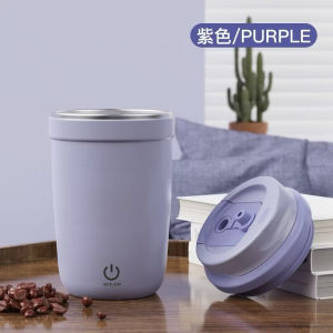 Portable 400ml Electric Self Stirring Coffee Tumbler Cup Mug with Lid USB Rechargeable Stainless Steel Leak-proof Automatic Electric Lazy Insulated Mixing Coffee Tea Cup Mug Home Office Travel Washable Reusable Cawan Kopi Automatik Kacau Tahan Panas 自动搅拌杯