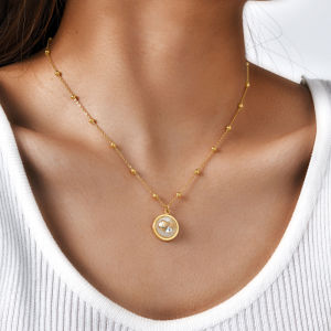 Kemstone Tropical Ocean Stainless Steel Beaded Necklace with Resin Charm Summer Resort Jewelry Gift