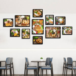(ẢNH CHỤP) Bộ 11 khung ảnh treo tường trang trí decor quán bún đậu mắm tôm kèm đinh treo
