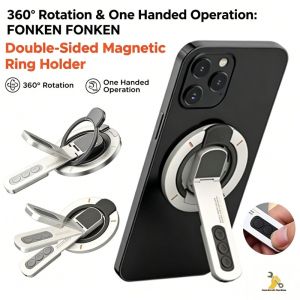 Double Magnetic Lightweight Cell Phone Ring Holder MagSafe Removable 360° Rotate Phone Grip Stand