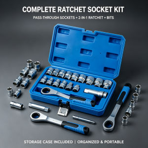 Car Repair Ratchet Socket Set 17PCS With Extension Bar And Screwdriver Bits