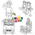 Lính cứu hoả - Set 20 Tờ Tranh Tô Màu A4 A5 Dành Cho Màu Sáp, Màu Chì - TRANH TÔ MÀU COLOR LAND. 