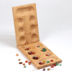 Mancala African Stone Board Game Foldable Wooden Travel Party Family Puzzle for Kids & Adults