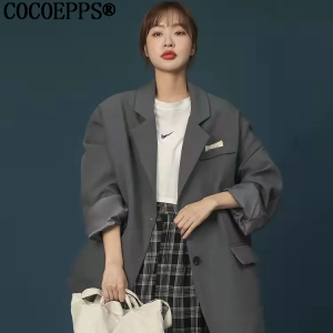 Bộ Com Lê COCOEPPS Áo Khoác Thường Ngày Dài Tay Một Hàng Khuy Dáng Rộng Và Thời Trang Phong Cách Hàn Quốc Mới Cho Nữ Bộ Com Lê Thanh Lịch TT