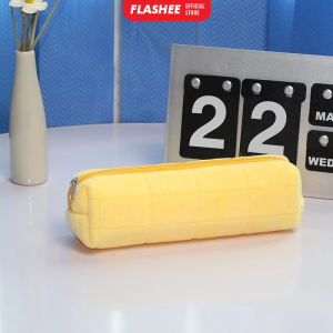 Flashee Tempat Pensil Bulu Pillow Case Kotak Pensil Bantal Bulu Pencase Sleting Kapasitas Besar