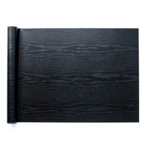 Black Wood Contact Paper Peel and Stick Wallpaper for Countertops Removable Wallpaper Cabinets Drawers Vinyl Wrap Self-Adhesive Kitchen Wallpaper