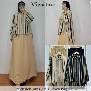 ONE SET ROK MALIKA RAYON MIX CRINKLE AIRFLOW/Baju Setelan Wanita Lengan Panjang baju setelan wanita 2023 viral setelan wanita terbaru 2023