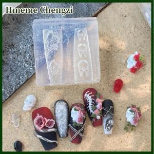 Hmeme Rose Skull 3D Silicone Nail Art Mold Flower Floral DIY Transparent Template Nail Art Decoration Manicure Design Tool
