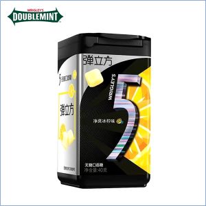 Wrigleys 5 Xylitol Cube Chewing Gum (Ice Lemon Mint) Sugar-Free Halal Vegan Doublemint Bubblegum - 40g