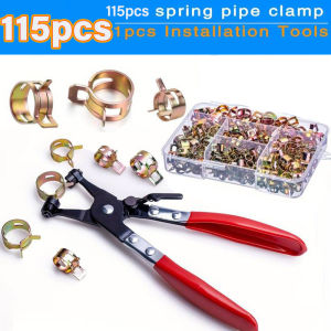 75/115ชิ้น กิ๊บล็อคสายน้ำมัน าดรถคลิปสปริงสายท่อเชื้อเพลิงคลิปท่อน้ำAirที่หนีบหลอด Fastener + คีมหนีบเข็มขัดรัดท่อ ( กิ๊บรัดท่อ )  คลิปสปริงรัดสายน้ำมัน รัดสายน้ำมัน 6-10mm/ 6-22มม เหล็กรัด รัดสายน้ำมัน กิ้บรัดท่อ แคมป์รัดแบบสปริง แคมป์ Hose Clamps