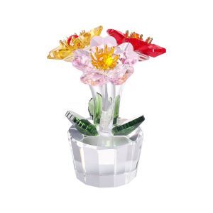 SKJK Thủ công Tượng hoa pha lê Đồ trang trí Đế trong suốt Tượng hoa nhân tạo Đẹp Quà Tặng Sưu tập Hoa mô phỏng Kỷ niệm