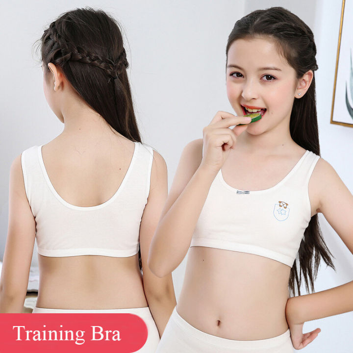 Kids Cotton Sports Training Bra Underwear Puberty Girl Wireless Bralette  Vest