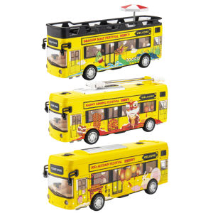 TWH Alloy bus Miniatur double decker double decker bus besi harga murah Kendaraan Die-cast