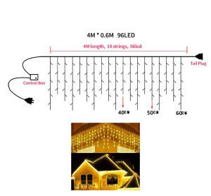 LED Christmas Light Icicle Waterfall Fairy String Curtain Lights Garland Outdoor Wedding Party Decor