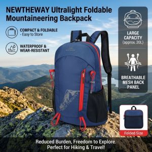 Waterproof Hiking Backpack Large Capacity Foldable Lightweight Outdoor Sports Travel Daypack Camping Trekking Climbing Running