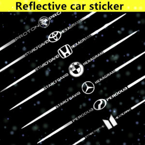 Ann-Car 1PC Laser white stickers Reflective Car Logo Stickers car decoration stickers Honda Toyota Isuzu BMW Benz Proton Perodua