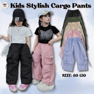 Childrens Pants Sweatpants Multi-pocket Work Pants Fashion Solid Color Loose Long Pants Multifunction Youth