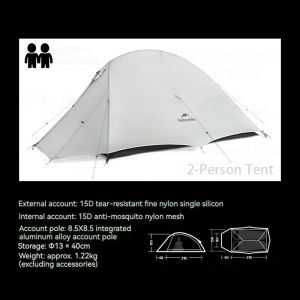 Naturehike Cloud UP Series UL tent Upgrade 1-2 Person 15D Nylon waterproof windproof Ultralight Hiking Camping Tent with ground mat