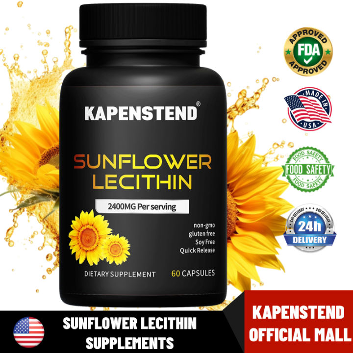 Sunflower Lecithin Capsules, 2400mg Organic Sunflower Lecithin
