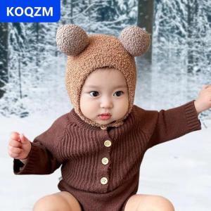 [COD] KOQZM Dễ Thương Bé Mũ Mùa Đông Ấm Áp Trẻ Sơ Sinh Beanie Cap Với Bóng Trẻ Em Cô Gái Chàng Trai Trẻ Em Ấm Áp Len Tai Bảo Vệ Áo Thun Mũ