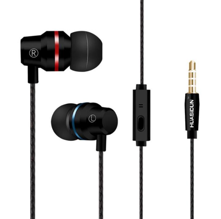 Metal universal 3.5mm subwoofer and microphone, in ear subwoofer wired