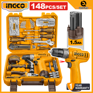 INGCO 12V 20NM CORDLESS DRILL SET | 148PCS TOOLS | HKTHP41482