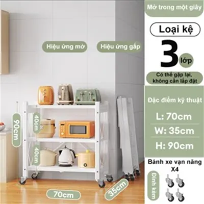 BMZAR Kệ Gấp Gọn Đa Năng 3/4/5 tầng kệ sắt đa năng sơn tĩnh điện Thép Cacbon Kệ sắt gấp gọn có bánh xe Thép dày