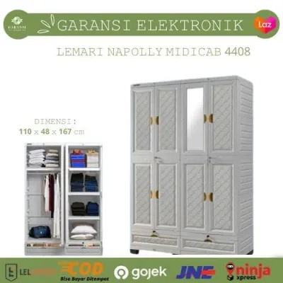 Lemari Pakaian Plastik Napolly 4 Pintu Midicab 4408 Dc Ion