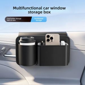 GROCERIY Multifunctional Car Door Side Storage Box Clamp-On Pouch Waterproof Car Window Cup Holder Convenient Space Saving Vehicle Side Door Organizer for Drink Phone Sunglasses