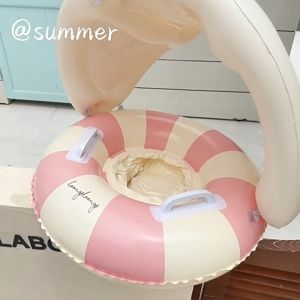 Oldlaiben Baby Swimming Ring with Sunshade Inflatable Seat Toddler Pool Float Safety Bath Toy Pelampung Bayi