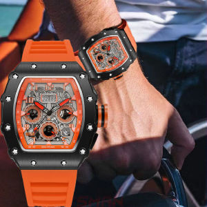 Casual Advanced Trend Automatic Quartz Hollow Luminous Sports Barrel-Shaped 1706 Mens Watch