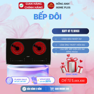 Bếp điện đôi Kaff KF FL101CC mặt kính Schott Ceran 2 vùng nấu hồng ngoại cảm ứng trượt hiện đại