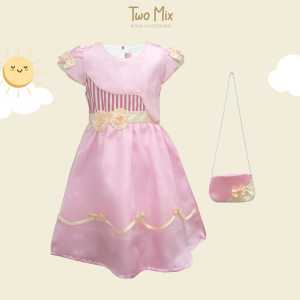TWO MIX - Dress Anak Perempuan Satin GRATIS Tas Cantik 1-12 Tahun 4285