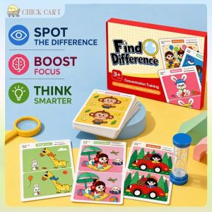 Educational Card Game Find Differences Picture Cards Visual Training Focus Logic Travel Family Activity