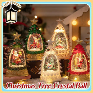 Christmas Snowflake Crystal Ball with Snowing Landscape Santa Snowman Night Light  for Xmas Home Decoration
