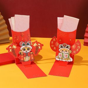 ZYJC 2Pcs Chinese 3D New Year Red Packet Best Wishes Blessing Lucky Red Pockets Traditional 2025 New Year Red Envelope Lunar Calendar New Year