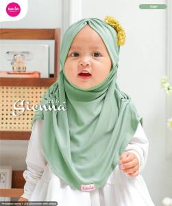 Jilbab Anak Balite Terbaru Jersey Premium Seina Babyjab Hijau Sage usia 0 - 7 Tahun