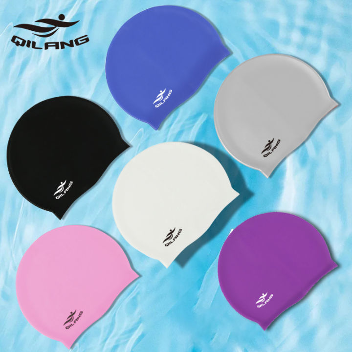 QILANG Unisex Adult Children Silicone Swim Cap Swimming Hat High