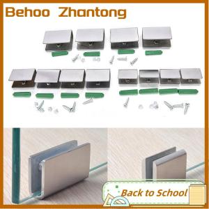 Behoo 4pcs 6-12mm Stainless Steel Square Clamp Holder Clip For Shelf Handrail