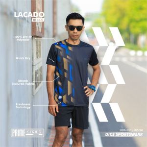 DiCE PRIME Jersey Lacado Black Kaos Olahraga Dryfit Anti UV Premium Quality