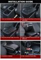 PROTON EXORA Armrest Premium Quality Adjustable Black Leather With Red Stitch Arm Rest with USB Charger Extension & Cup Holder. 