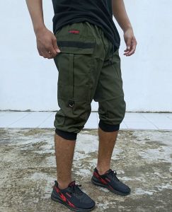 Celana cargo pendek pria 3/4 kantong besar