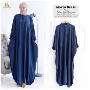 Baju Gamis Wanita Moza Dress Bahan Crinkle Airflow Busana Muslimah Modis Simpel